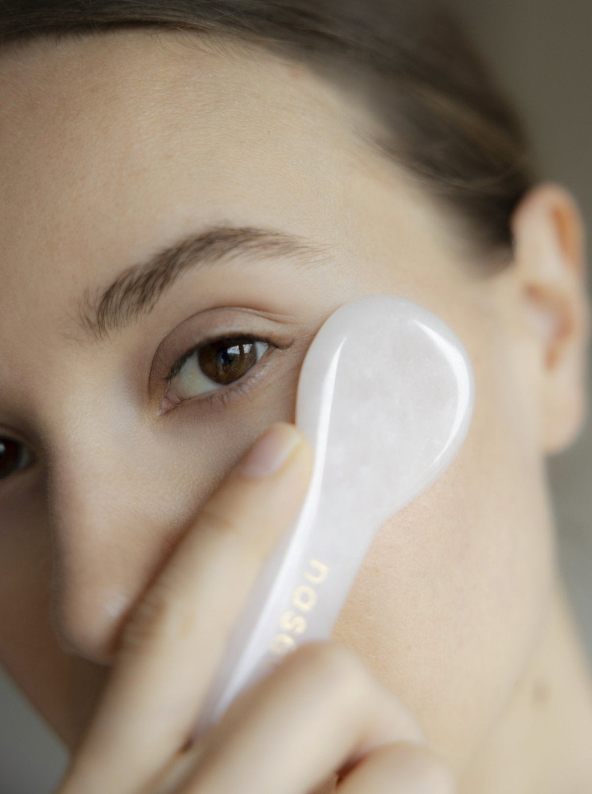 Espátula Gua Sha de cuarzo rosa